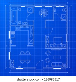 detailed illustration of a blueprint floorplan, eps 10