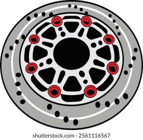 Detailed illustration of a brake disc, showcasing the precision and efficiency essential in automotive braking systems, ideal for educational and technical use