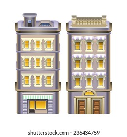 Detailed illustration of buildings. Vector eps 10.