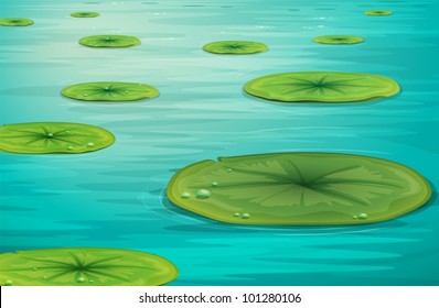 Detailed illustration of calm pond scene