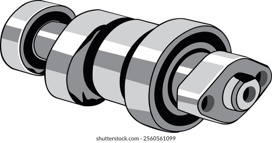 Detailed illustration of a camshaft, highlighting engineering and mechanics, perfect for automotive enthusiasts and mechanical design projects