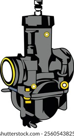 Detailed illustration of a carburetor, showcasing intricate engineering and functionality, ideal for automotive enthusiasts and classic vehicle restoration projects