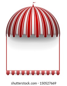 detailed illustration of a carnivals frame with a round circus awning on top