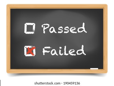 detailed illustration of checkboxes with passed and failed options on a blackboard, eps10 vector, gradient mesh included