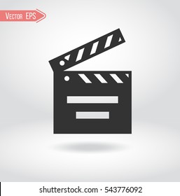detailed illustration of a clapper board with action term, symbol for film and video