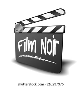 detailed illustration of a clapper board with Film Noir term, symbol for film and video genre, eps10 vector