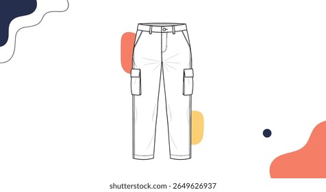 Detailed illustration of a classic cargo pants design with functional pockets and stylish details