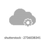 Detailed illustration of cloud technology represented through a dotted pattern, symbolizing modern computing and data storage on a clean white background