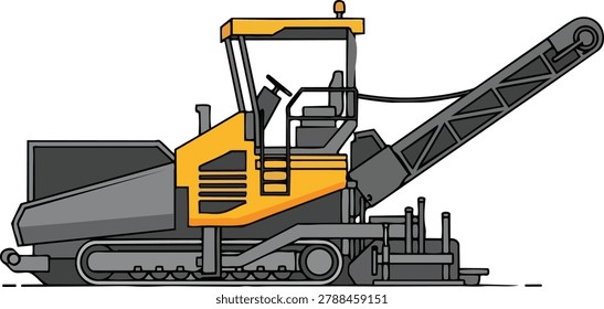 A detailed illustration of a cold milling machine, essential for road construction and maintenance, showcasing its design and functionality.
