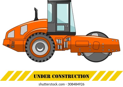 Detailed illustration of compactor, heavy equipment and machinery