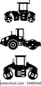 Detailed illustration of compactors, heavy equipment and machinery