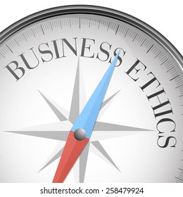 detailed illustration of a compass with business ethics text, eps10 vector