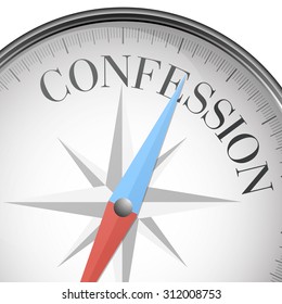 detailed illustration of a compass with Confession text, eps10 vector