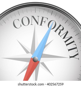 detailed illustration of a compass with conformity text, eps10 vector