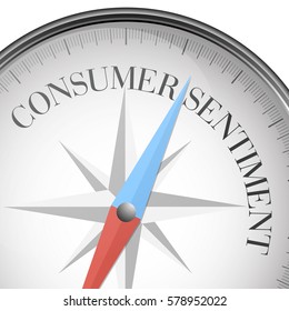 detailed illustration of a compass with Consumer Sentiment text, eps10 vector