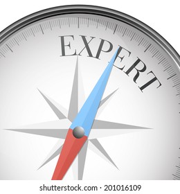 detailed illustration of a compass with expert text, eps10 vector