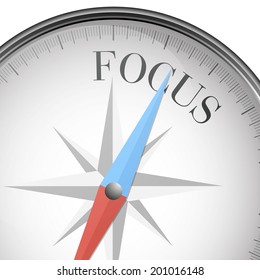 detailed illustration of a compass with focus text, eps10 vector