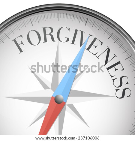 detailed illustration of a compass with forgiveness text, eps10 vector