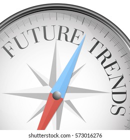 ilustración detallada de una brújula con texto Tendencias futuras, vector eps10