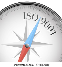 detailed illustration of a compass with iso9001 text, eps10 vector