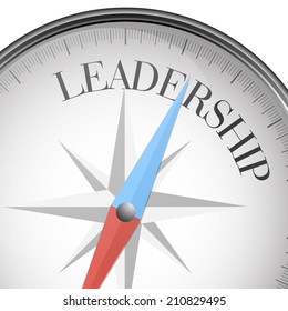 detailed illustration of a compass with leadership text, eps10 vector