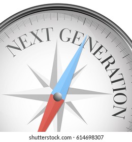 detailed illustration of a compass with nex generation text, eps10 vector
