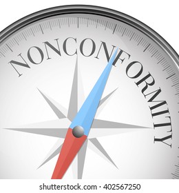 detailed illustration of a compass with nonconformity text, eps10 vector