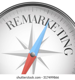 detailed illustration of a compass with Remarketing text, eps10 vector