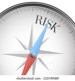 detailed illustration of a compass with risk text, eps10 vector