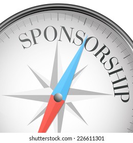 Detailed Illustration Of A Compass  With Sponsorship Text, Eps10 Vector