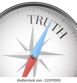 detailed illustration of a compass with truth text, eps10 vector