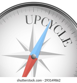 detailed illustration of a compass with Upcycle text, eps10 vector
