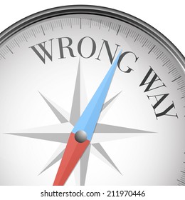 detailed illustration of a compass with wrong way text, eps10 vector
