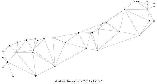 A detailed illustration of a complex network featuring multiple interconnected nodes and lines, showcasing a web of connections and relationships between various points.