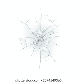 Detailed illustration of cracked glass texture on a white background. The fractures spread outward from the center, creating a realistic shattered appearance.