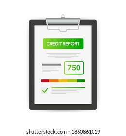 Detailed illustration of a credit score meter with pointer.
