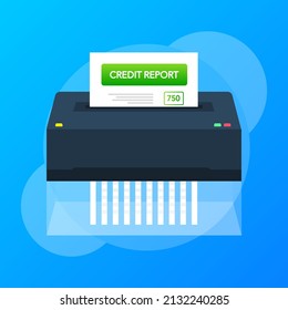 Detailed illustration of a credit score meter with shredder