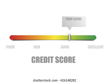 Detailed Illustration Of A Credit Score Meter With Pointer, Eps10 Vector
