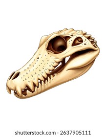 Detailed illustration of a crocodile skull, showcasing its intricate bone structure and teeth.