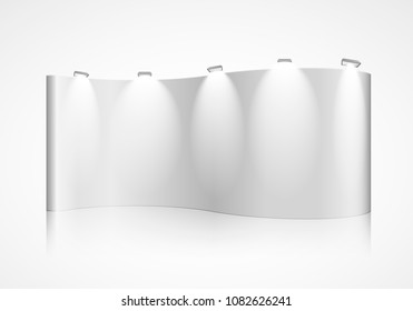 Detailed Illustration Of A Curved Blank Exhibition Wall, Eps10 Vector