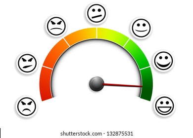 detailed illustration of a customer satisfaction meter with smilies, eps10 vector