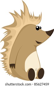 detailed illustration of a cute hedgehog character, eps8 vector