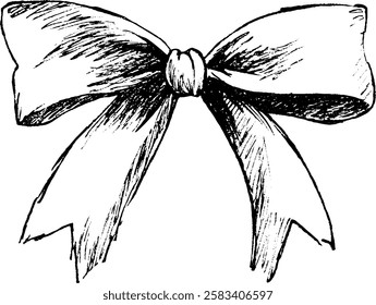 A detailed illustration of a decorative bow with flowing ribbons, suitable for gift wrapping or festive occasions.