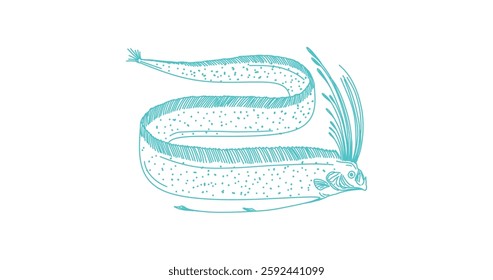 Detailed Illustration of a Deep-Sea Giant Oarfish