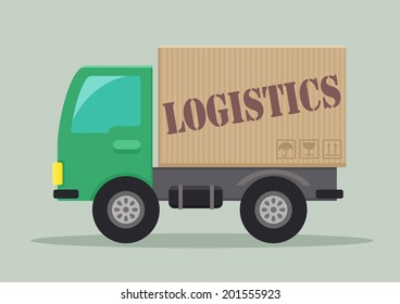 detailed illustration of a delivery truck with logistics label, eps10 vector