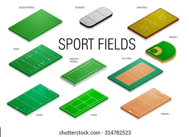 detailed illustration of different sport fields and courts, eps10 vector