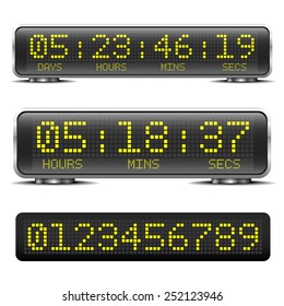 Detailed Illustration Of A Digital LED Countdown Timer With LED-Digits