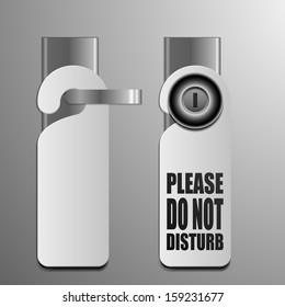 detailed illustration of do not disturb sheets with different door knobs used in hotels and motels