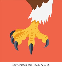 A detailed illustration of an eagles powerful, sharp-clawed foot, emphasizing its predatory nature against a solid background.