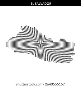 Detailed illustration of El Salvador formed with circular lines